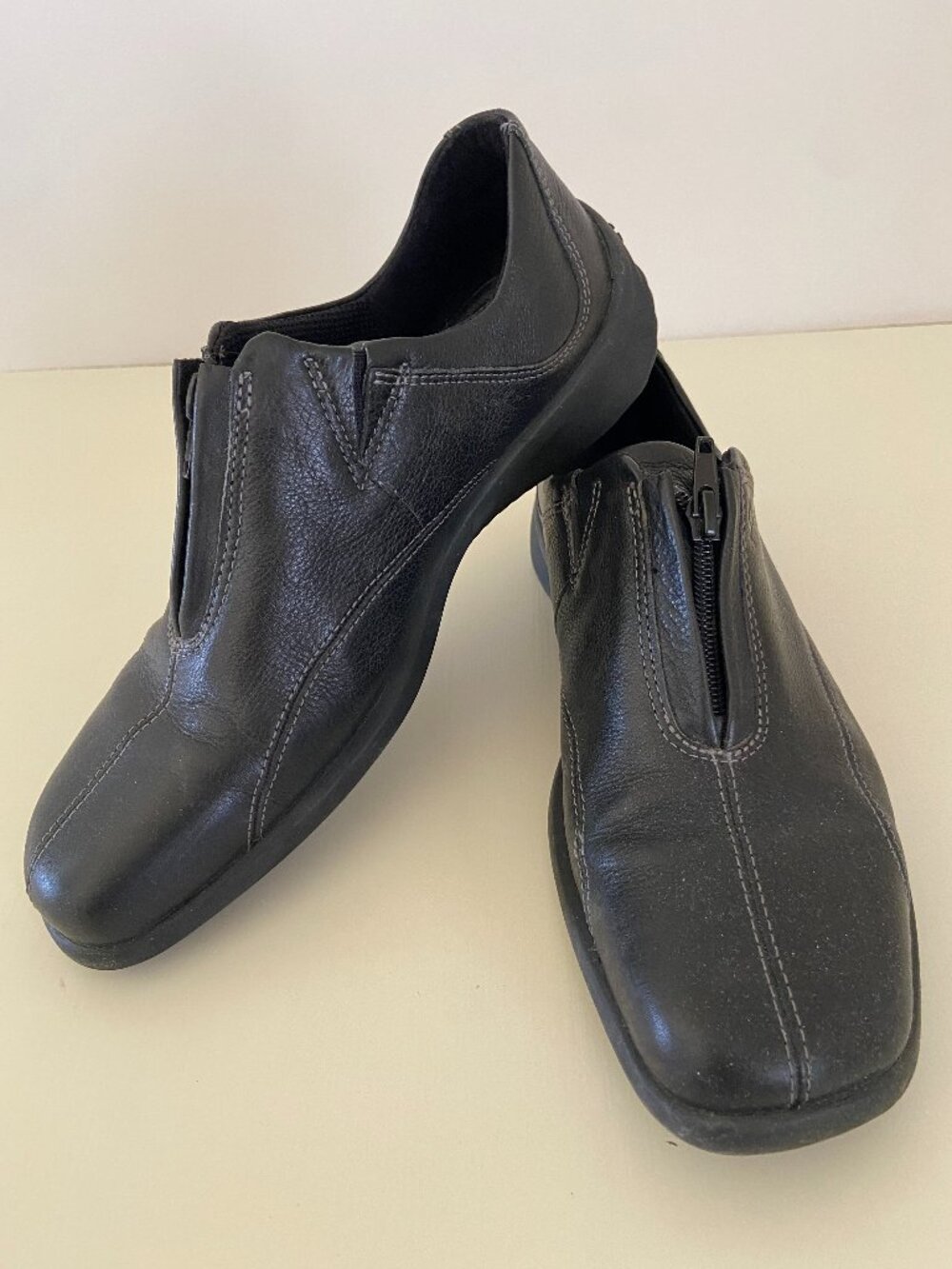 ECCO Twist Chestnut Black Leather Zip-Up Loafers / Ankle Shoes - EU 40 / US9-9.5